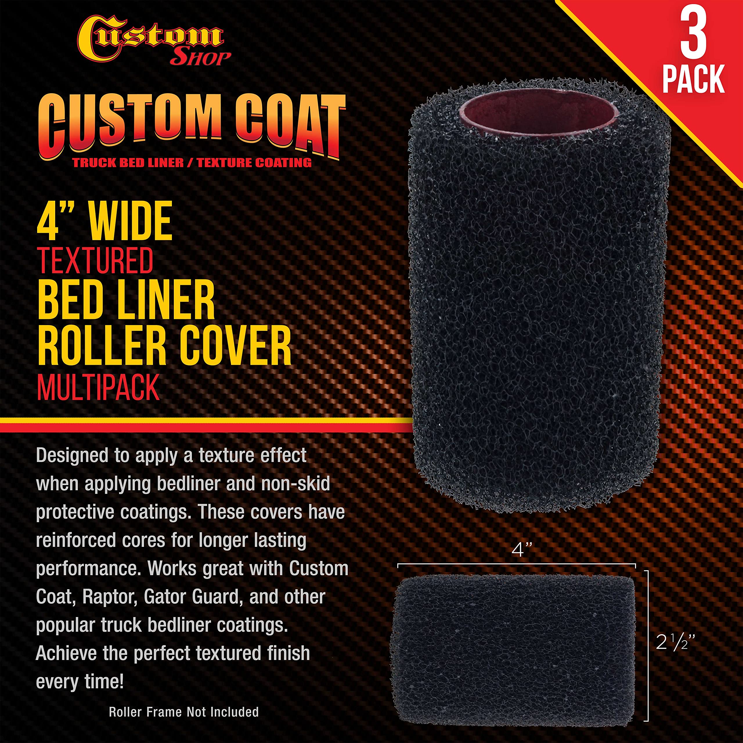Custom Shop textured roller cover used on a bedliner application for even texture