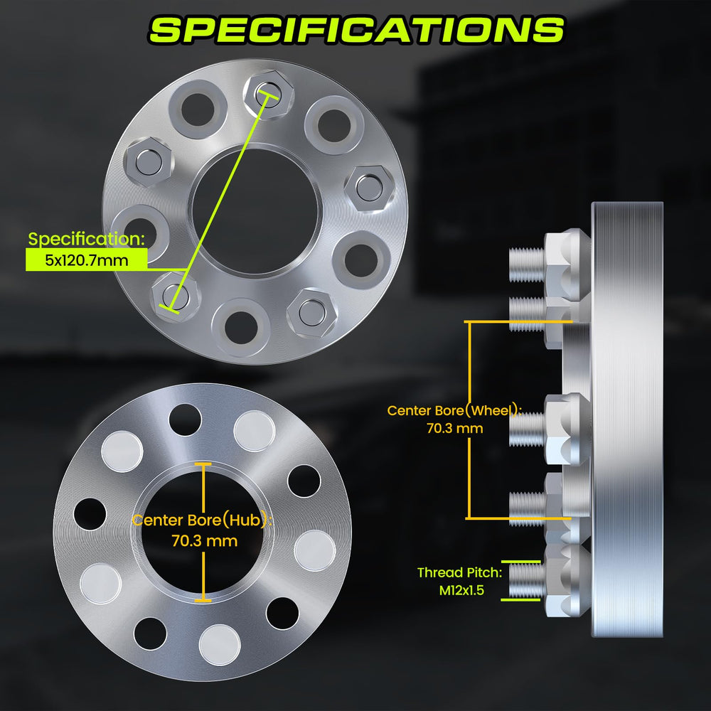 Close-up on hubcentric spacers showing precise machining for balanced mounting