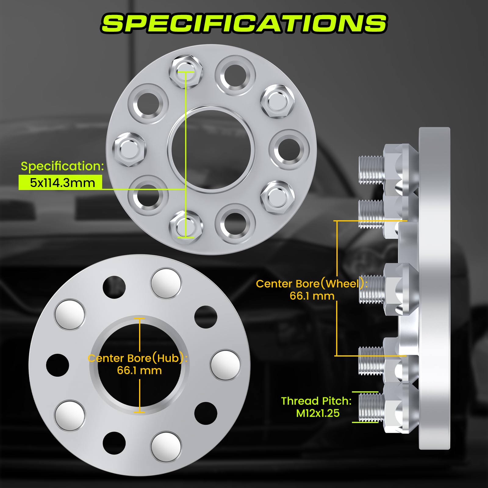 Customadeonly spacer image highlights 66.1mm reach for precise hub alignment