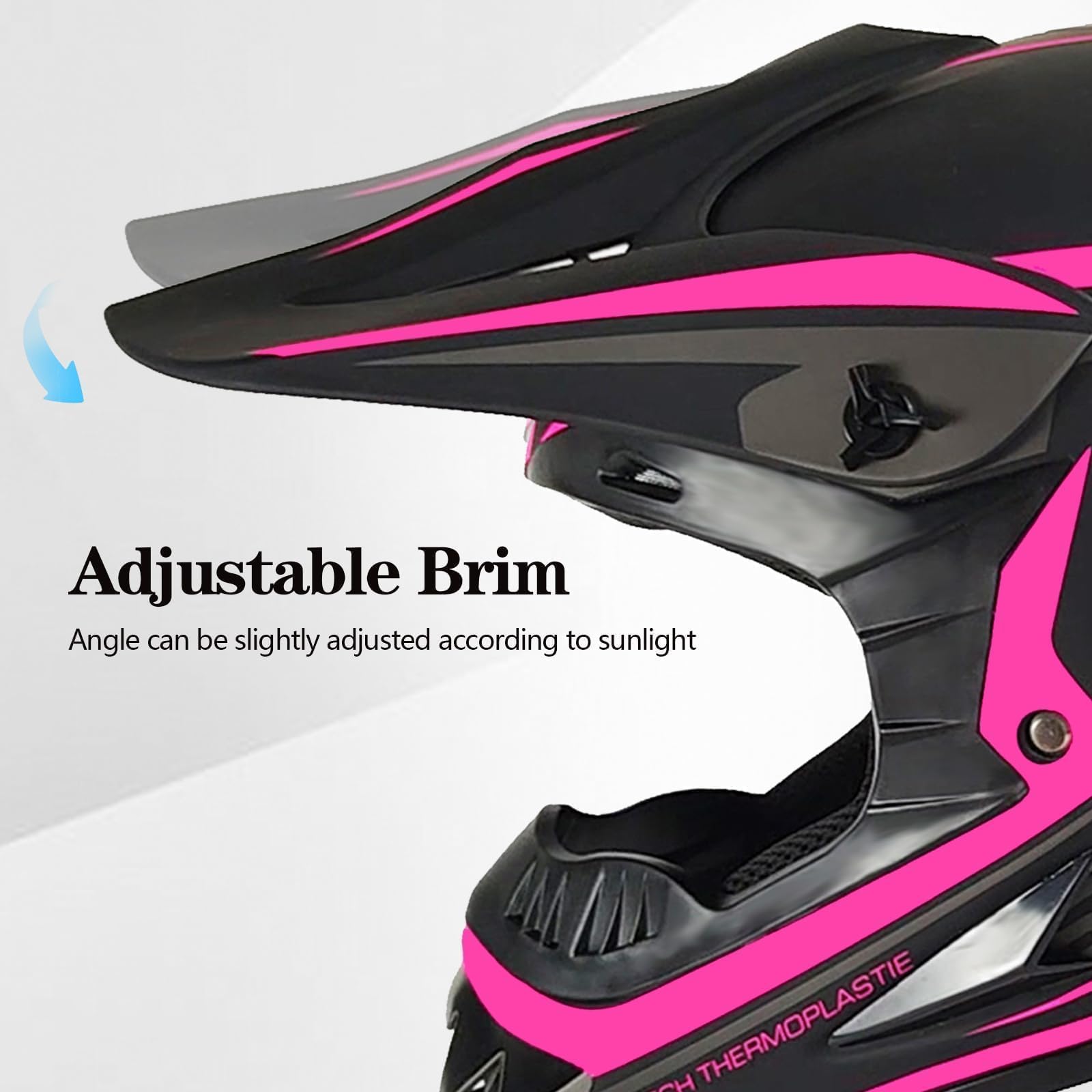 CUTEY pink helmet with mask for complete off-road gear