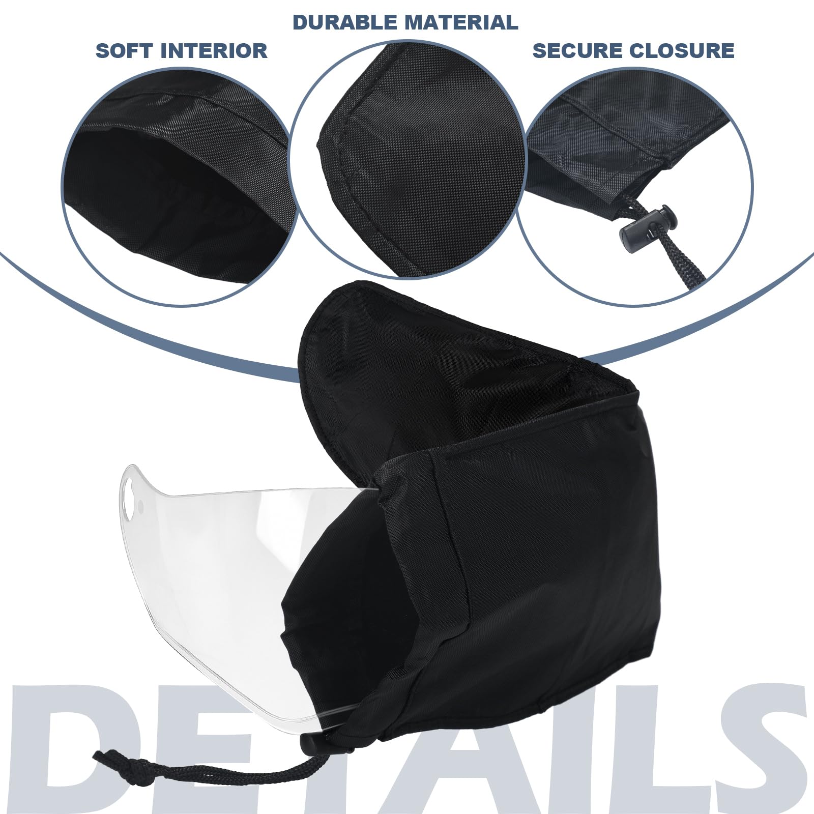 Cutecrop visor bag drawstring closure keeps visor secure during transport.