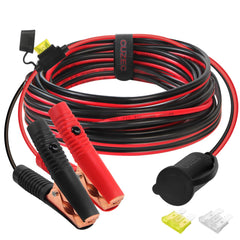 CUZEC battery clamp and cigarette lighter connector powering devices safely