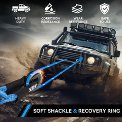 Cvoahax blue soft shackle recovery ring highlights aluminum design and high-strength performance