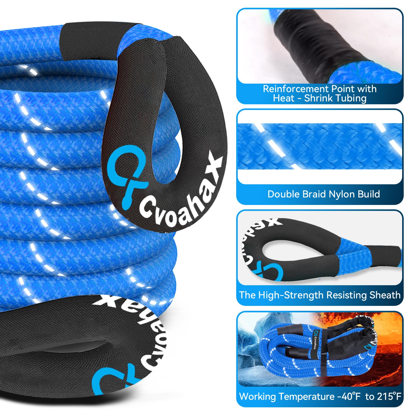 Cvoahax UHMWPE soft shackle for lightweight towing