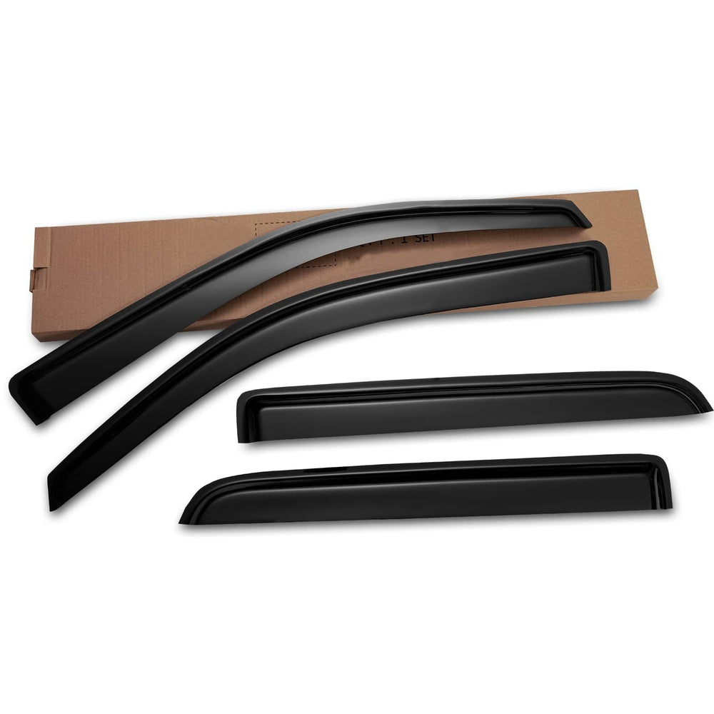Cxdar crew cab rain deflector protects interior while driving in rain.