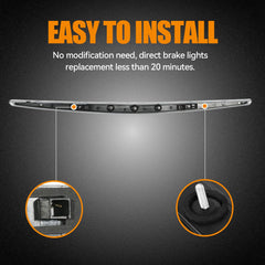 Cxdar LED high-mount rear brake light glow enhances rear visibility at night.