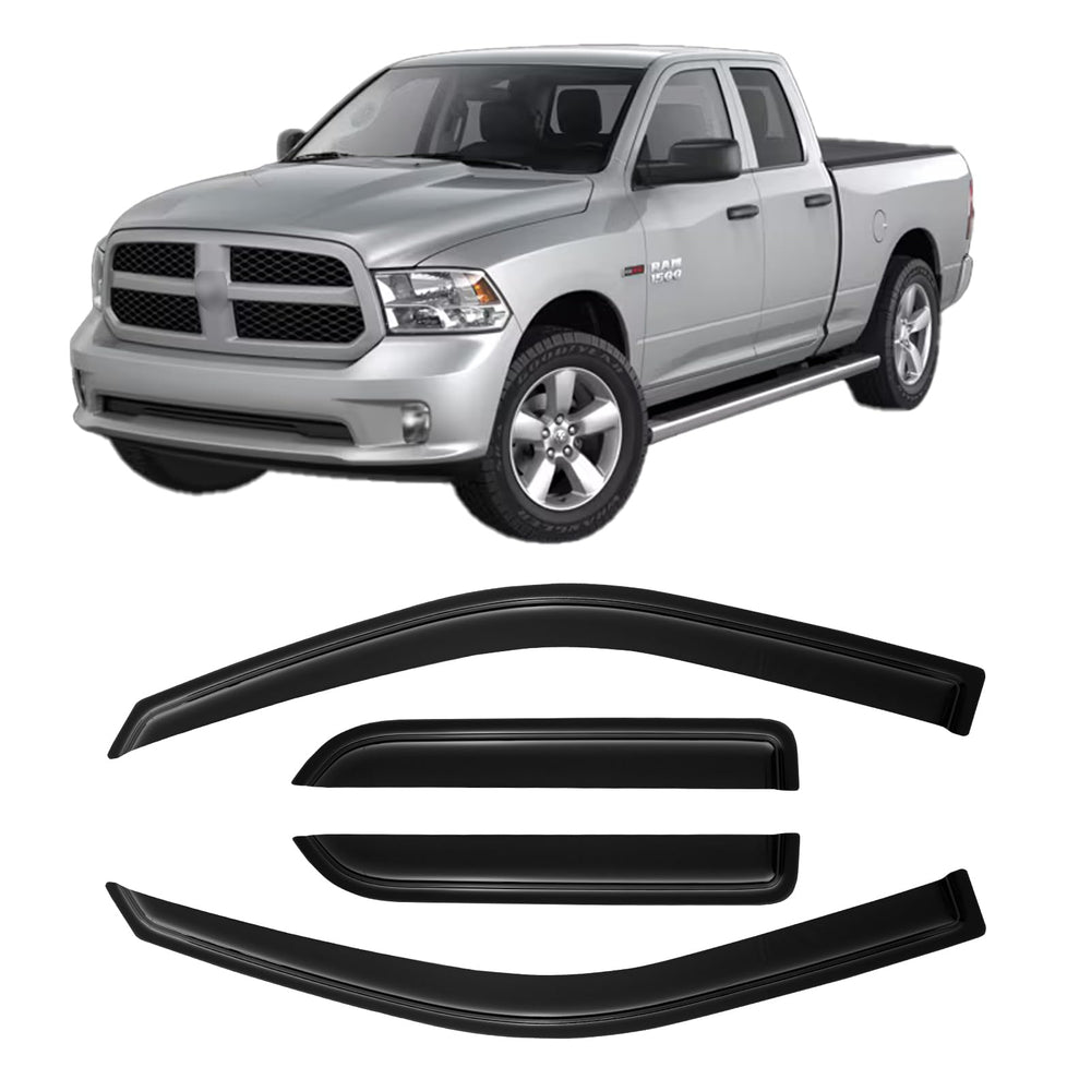 Cxdar out-channel rain guard on Ram 1500 front door for rain-free ventilation.