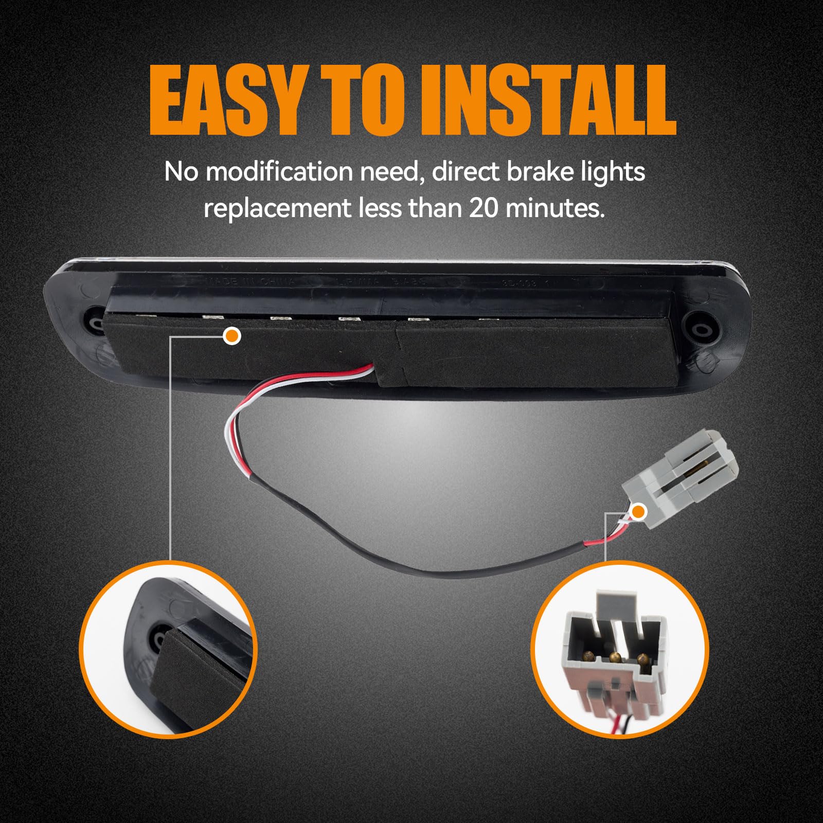 Cxdar plug-and-play brake light for easy installation.