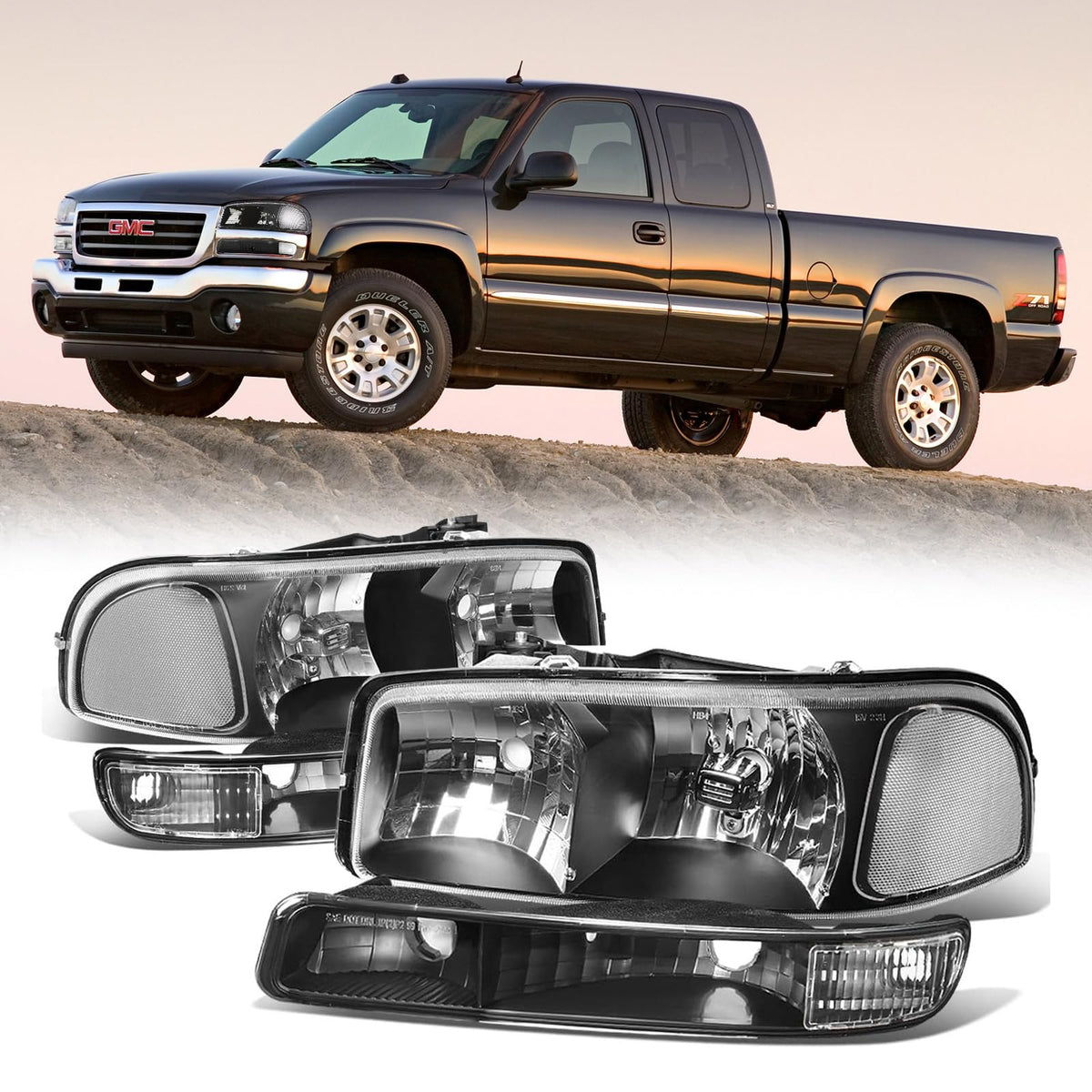 Cxdar Sierra headlight assembly front view enhances nighttime visibility and fit.