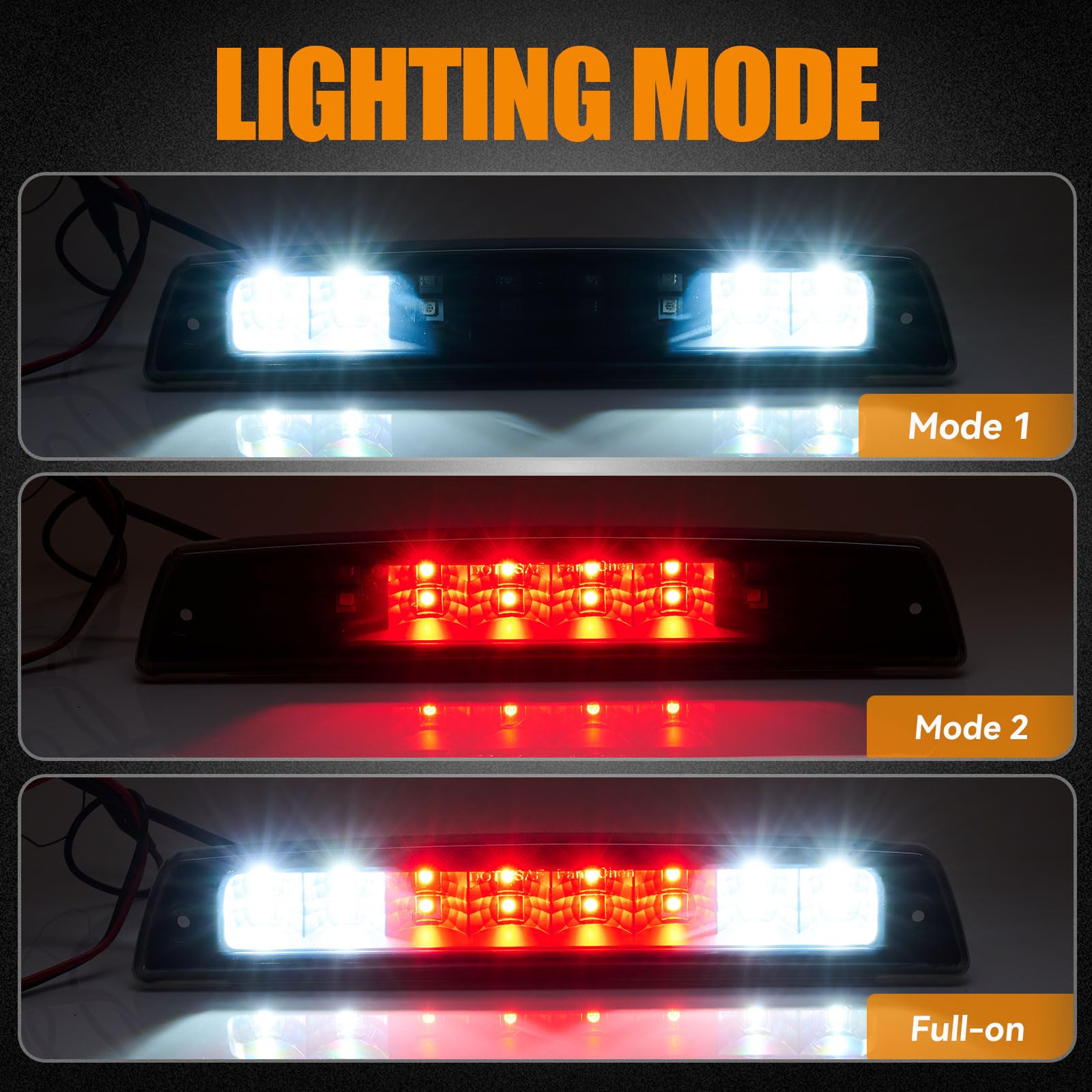 Cxdar IP65 waterproof seal on third brake light ensures rugged weather resistance.