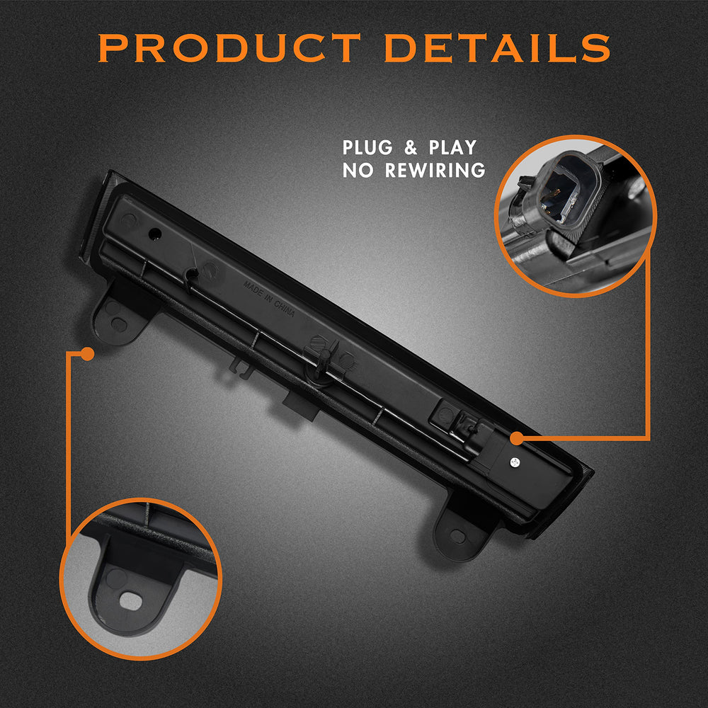 Cxdar 3rd brake light LED close-up shows durable PC lens and clear illumination.