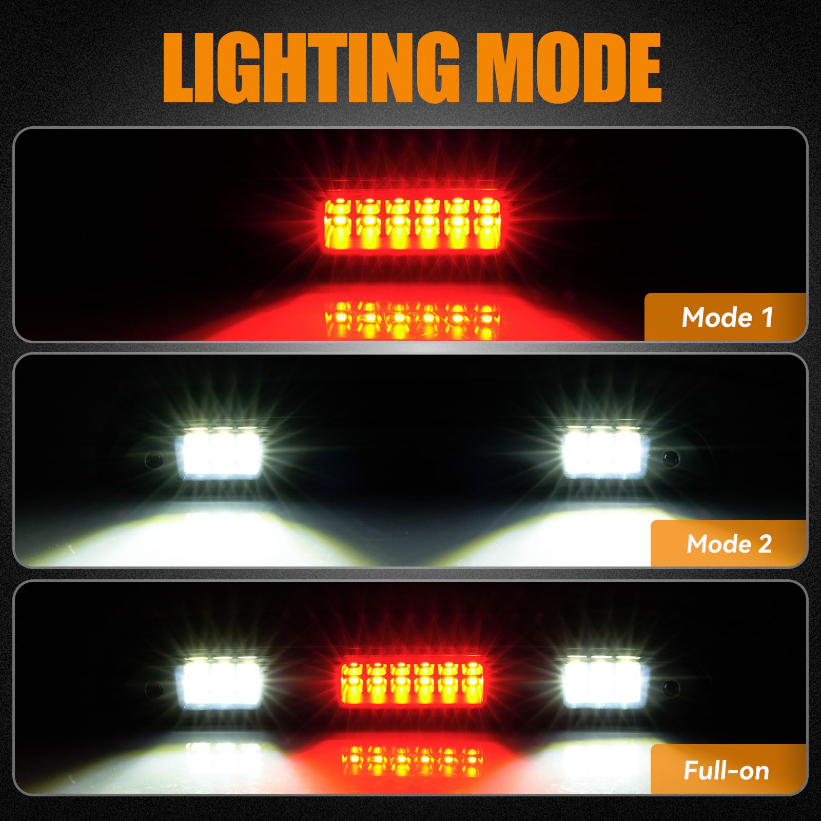 Cxdar third brake light LED lens closeup highlights durable waterproof design.