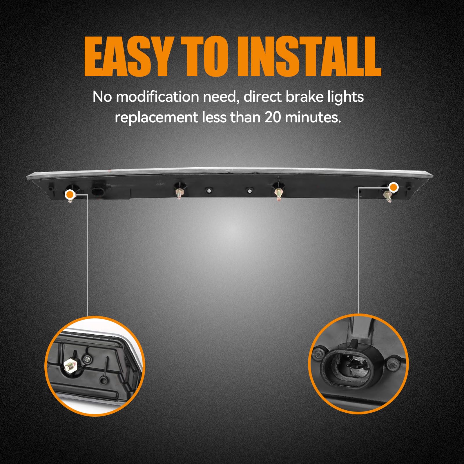 Cxdar high-mount brake light with smoked lens boosts rear visibility at night