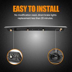 Cxdar high-mount brake light with smoked lens boosts rear visibility at night
