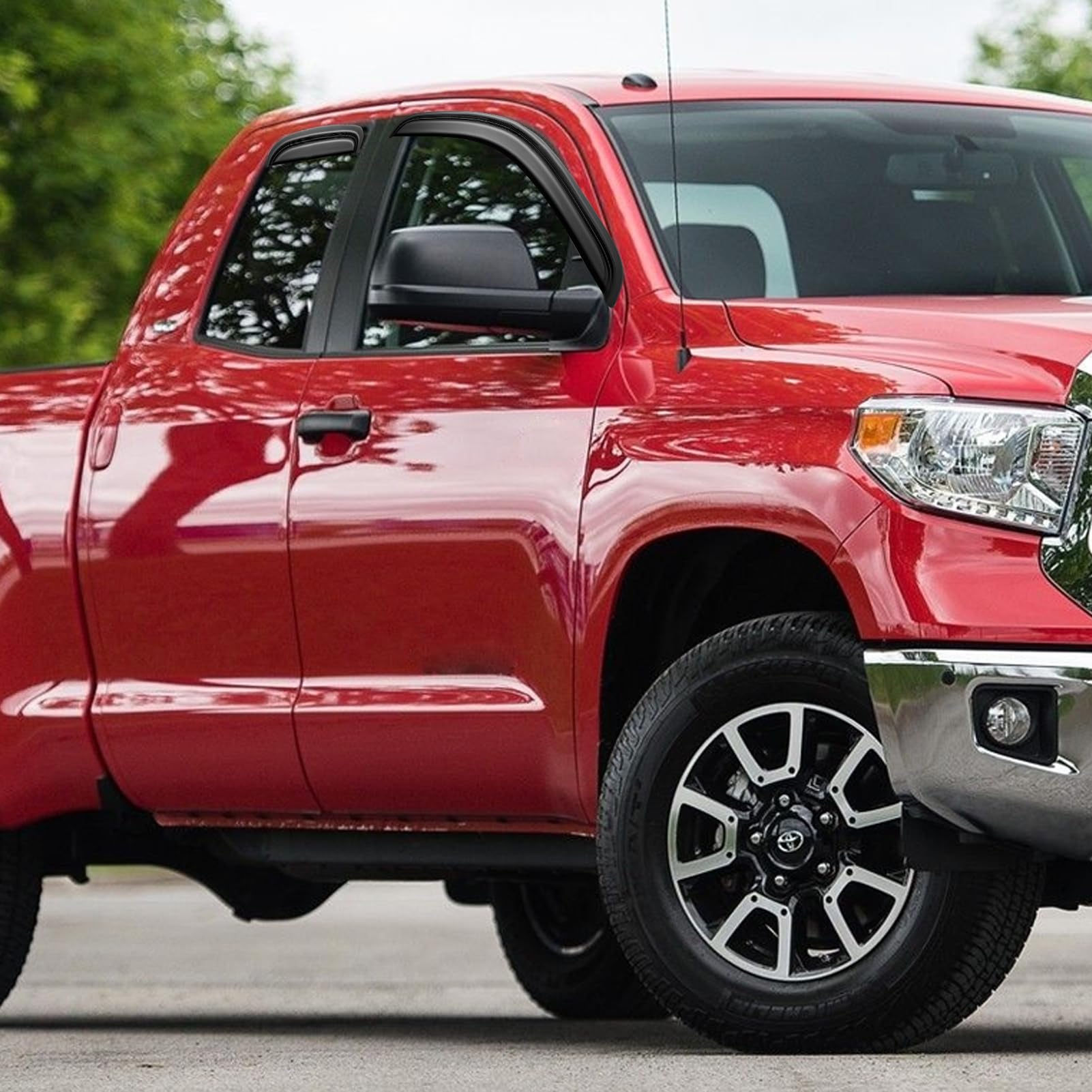 Cxdar Tundra out-channel visor front right double cab improves ventilation while shielding interior.
