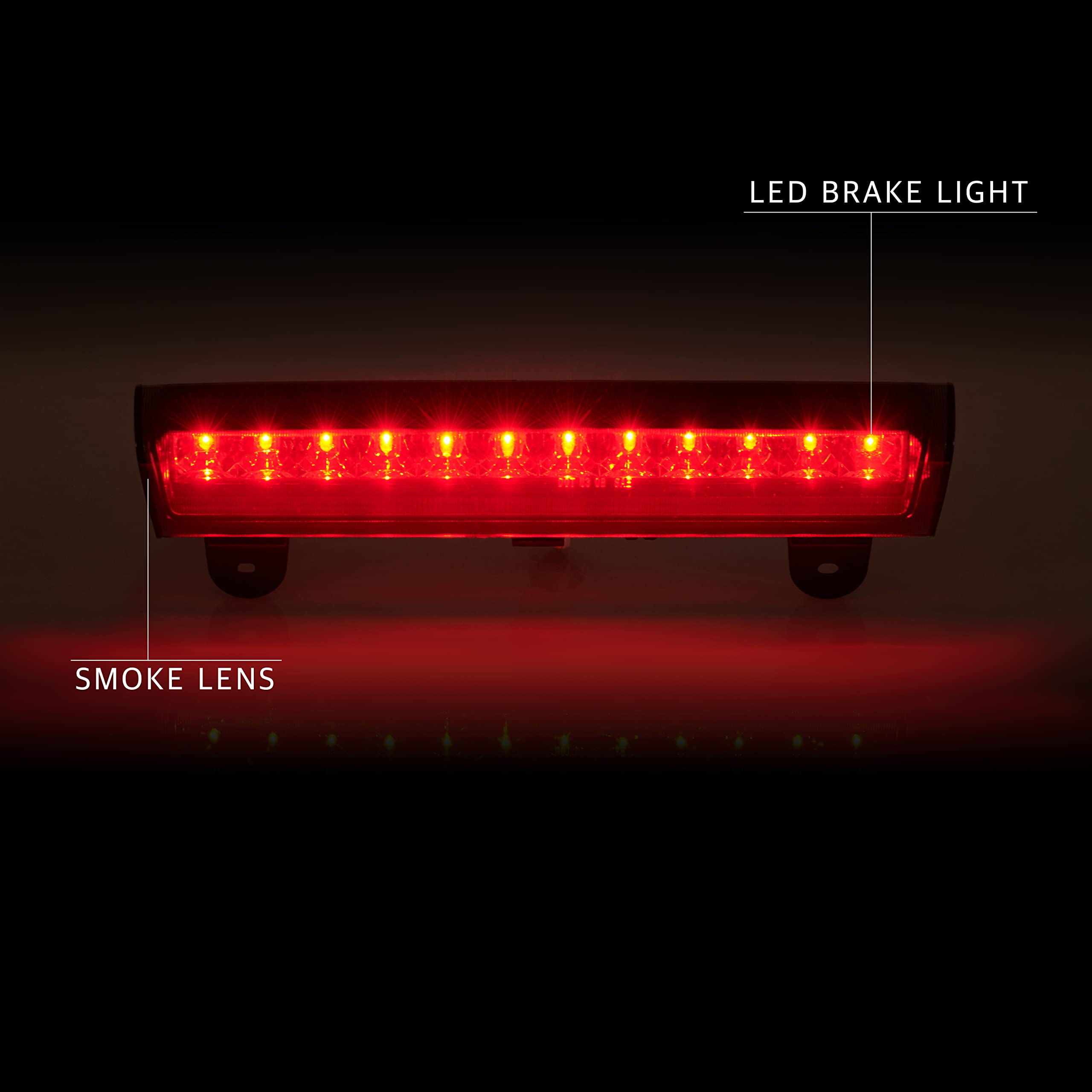 Cxdar 12-LED brake light detail highlights high brightness and long life.