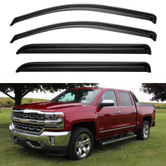Cxdar window rain guard for Silverado 1500 Crew Cab deflects rain while air flows.
