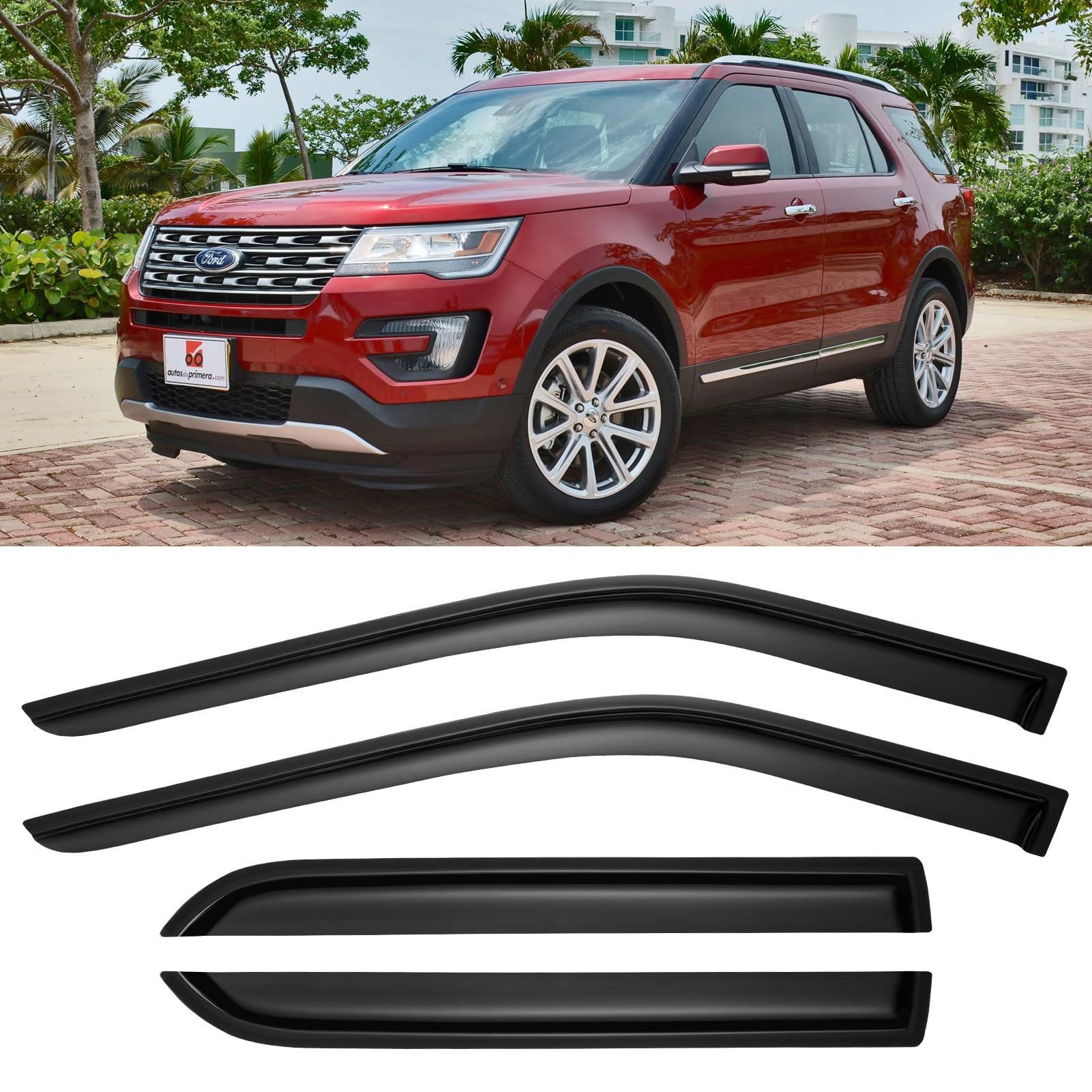 Cxdar window rain guards for Explorer front set protecting against rain while allowing air flow