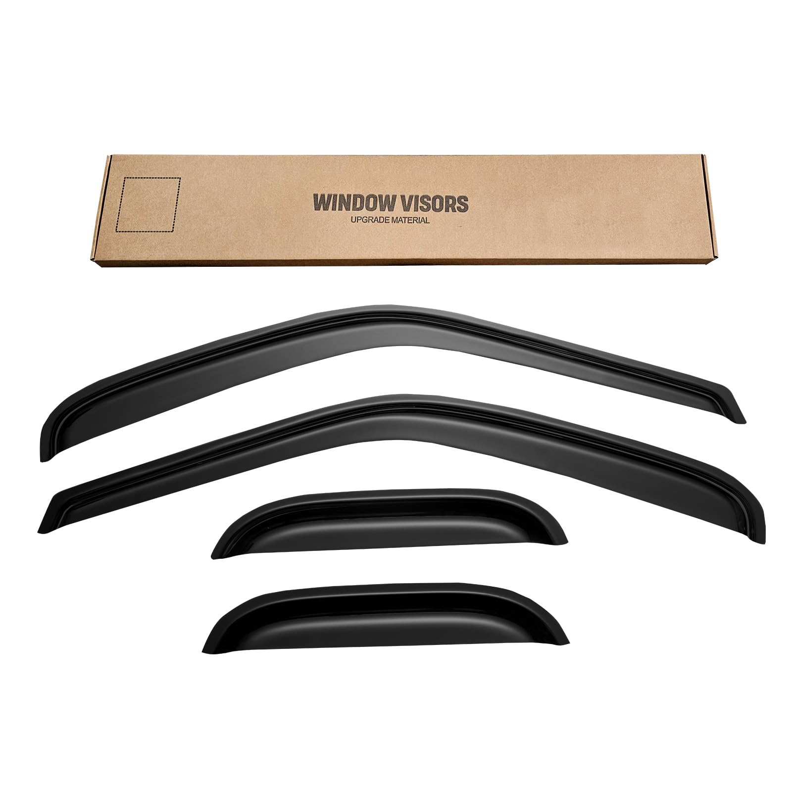 Cxdar tinted acrylic rain guards highlight UV resistance and long-lasting clarity.