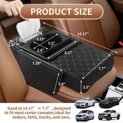Cxprctpu console storage box with phone slot keeps essentials within reach.