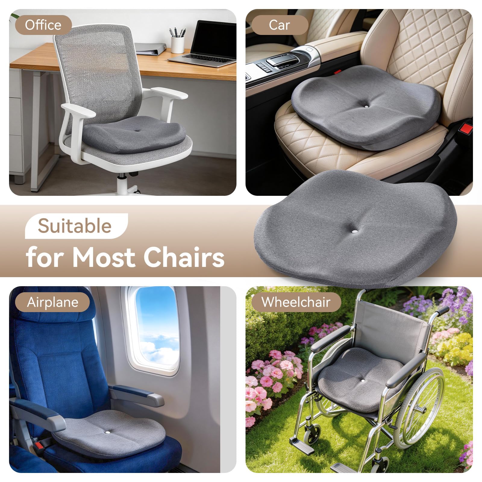 Cxprctpu memory foam seat cushion breathable cover keeps you cool