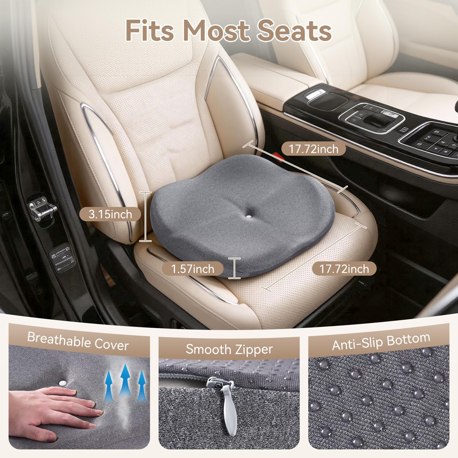 Cxprctpu memory foam seat cushion non-slip bottom prevents sliding