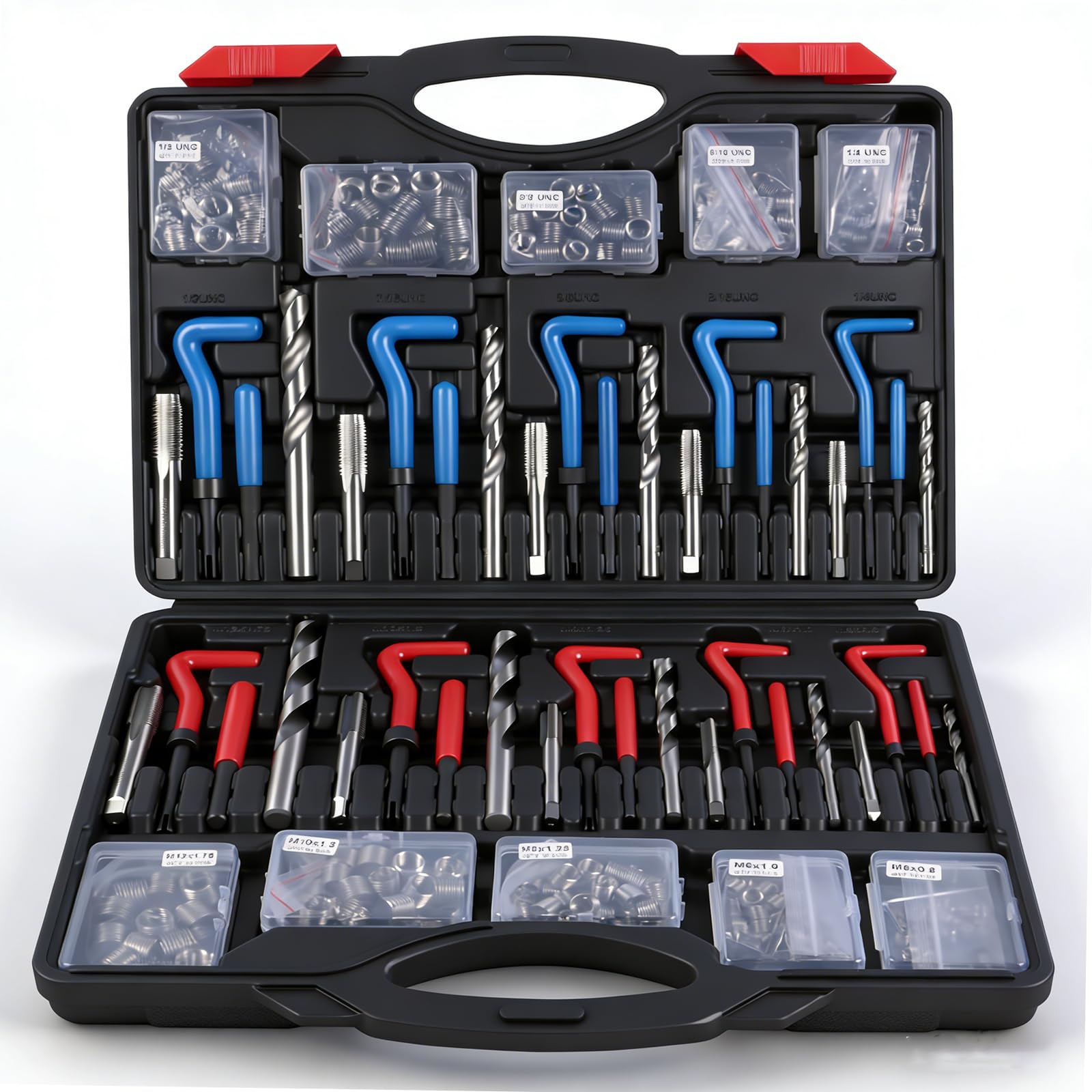 CXPRO 314Pcs thread repair kit organized in case for quick field repairs.