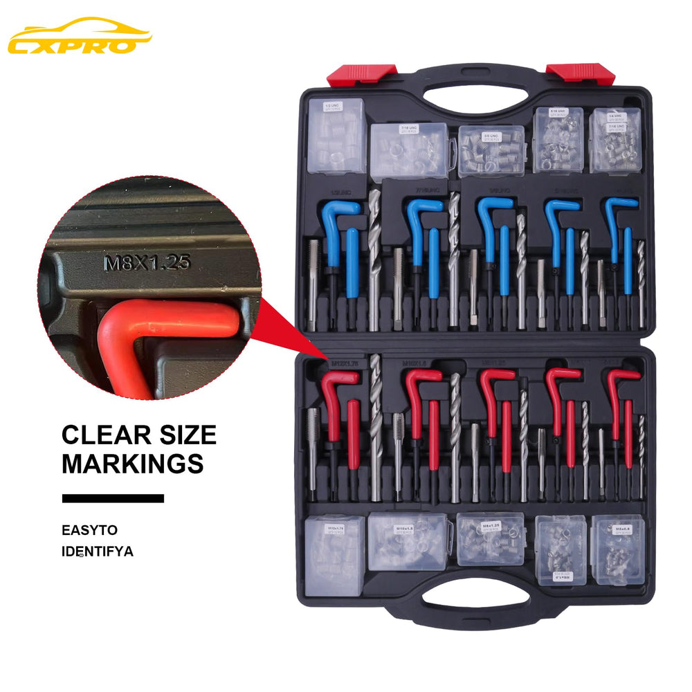 HSS drill bits and taps for precise thread restoration.