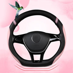 Cxtiy D-shaped flat bottom pink steering wheel cover for improved grip