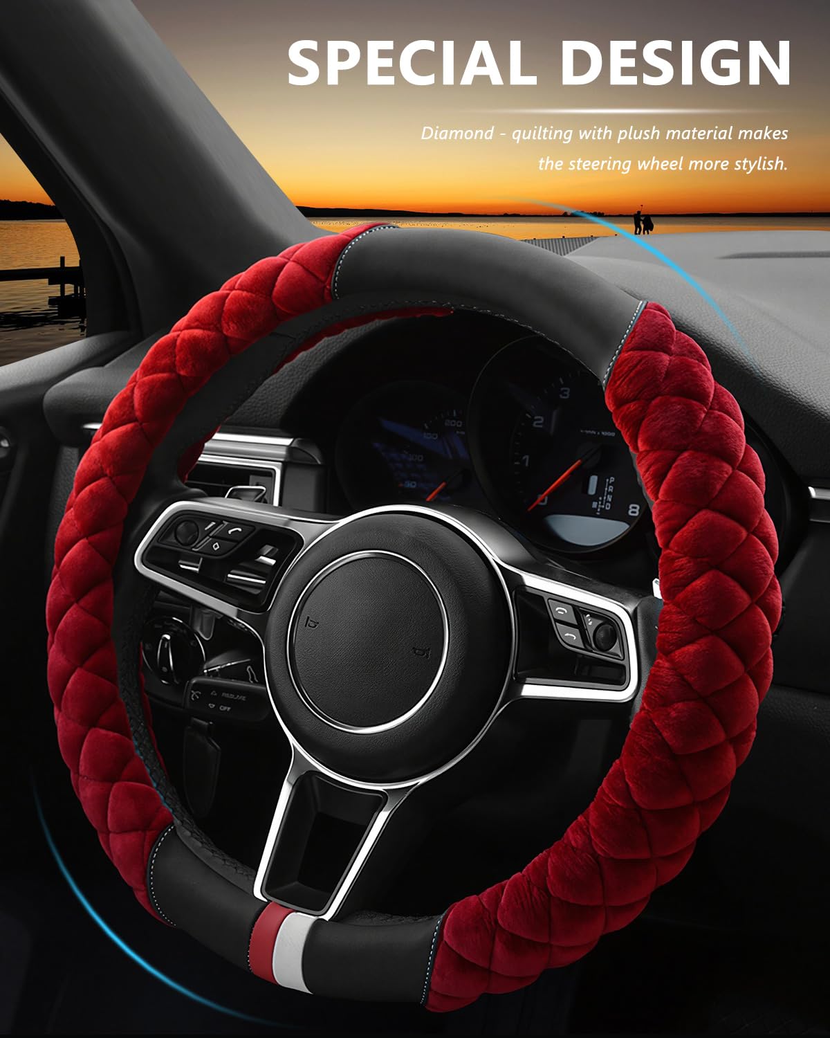 Cxtiy plush cover on wheel, improved grip and soft texture for daily driving.