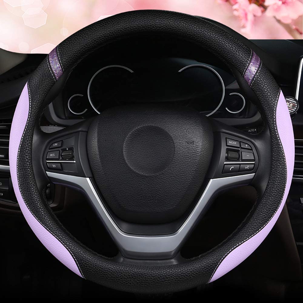 Cxtiy lilac wheel cover demonstrates a secure fit on 15-inch steering wheels.