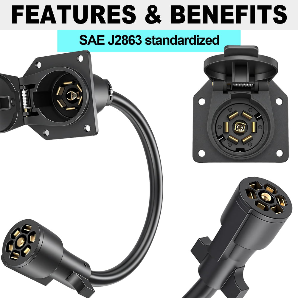 CXTM 7-Way extension 1ft cable detail featuring copper core and color-coded conductors.