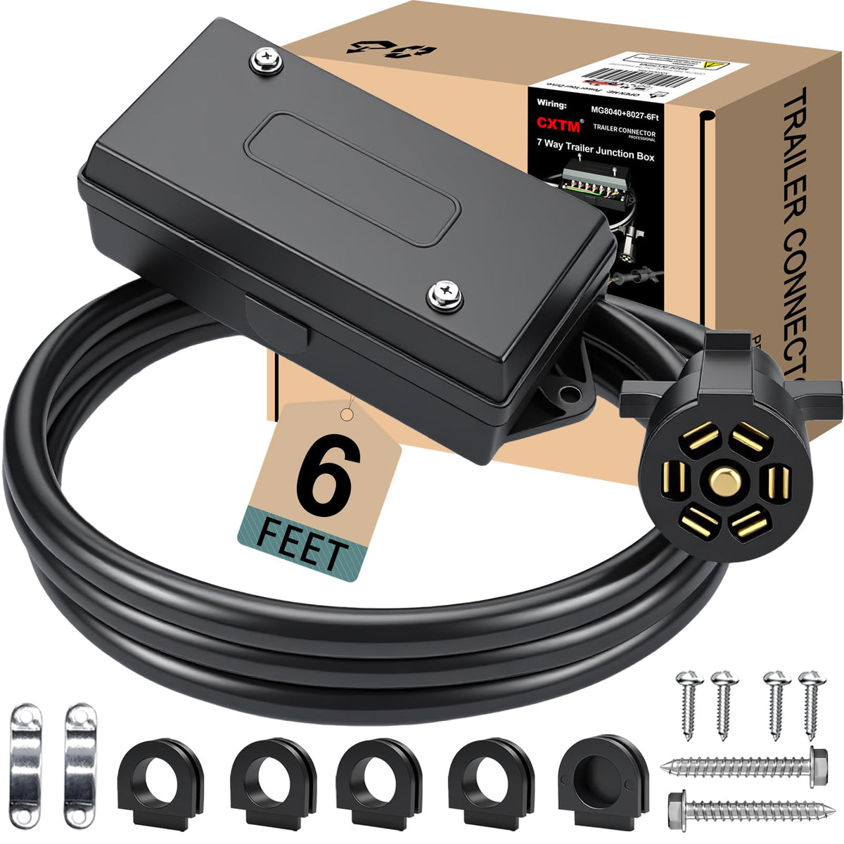CXTM 7-pin trailer wiring kit, angle view, ready for quick RV installation