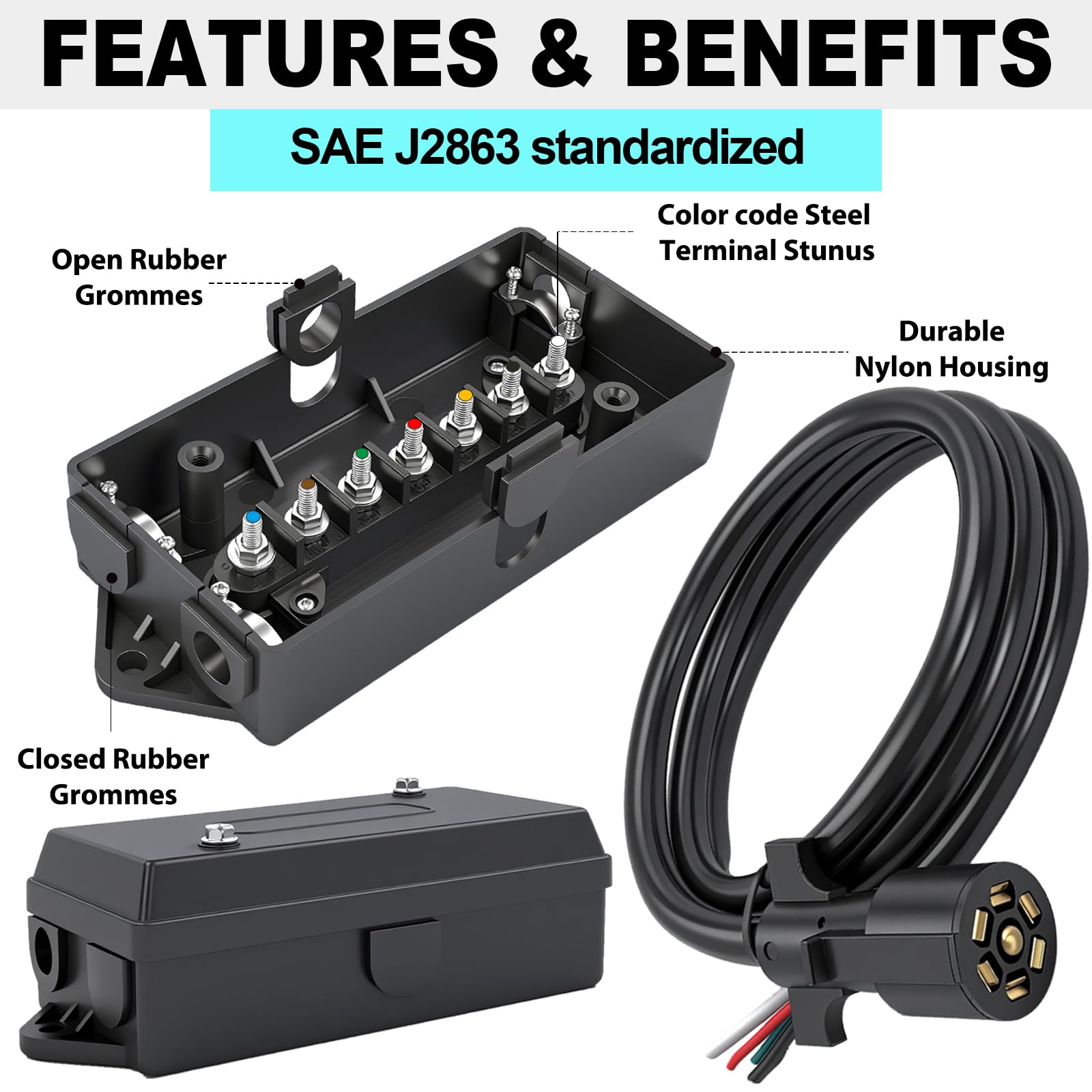 CXTM heavy-duty trailer cord-pigtail connected for reliable power transfer