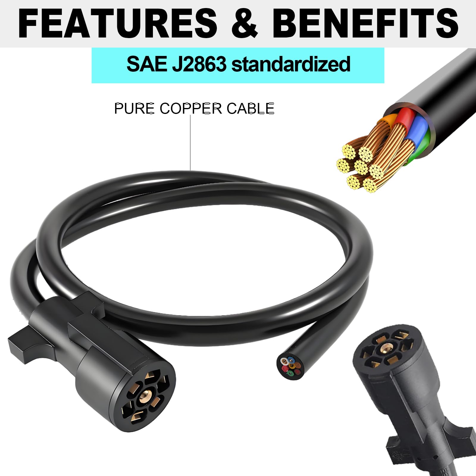 CXTM heavy-duty trailer wire harness with copper conductors for reliable electrical connections.