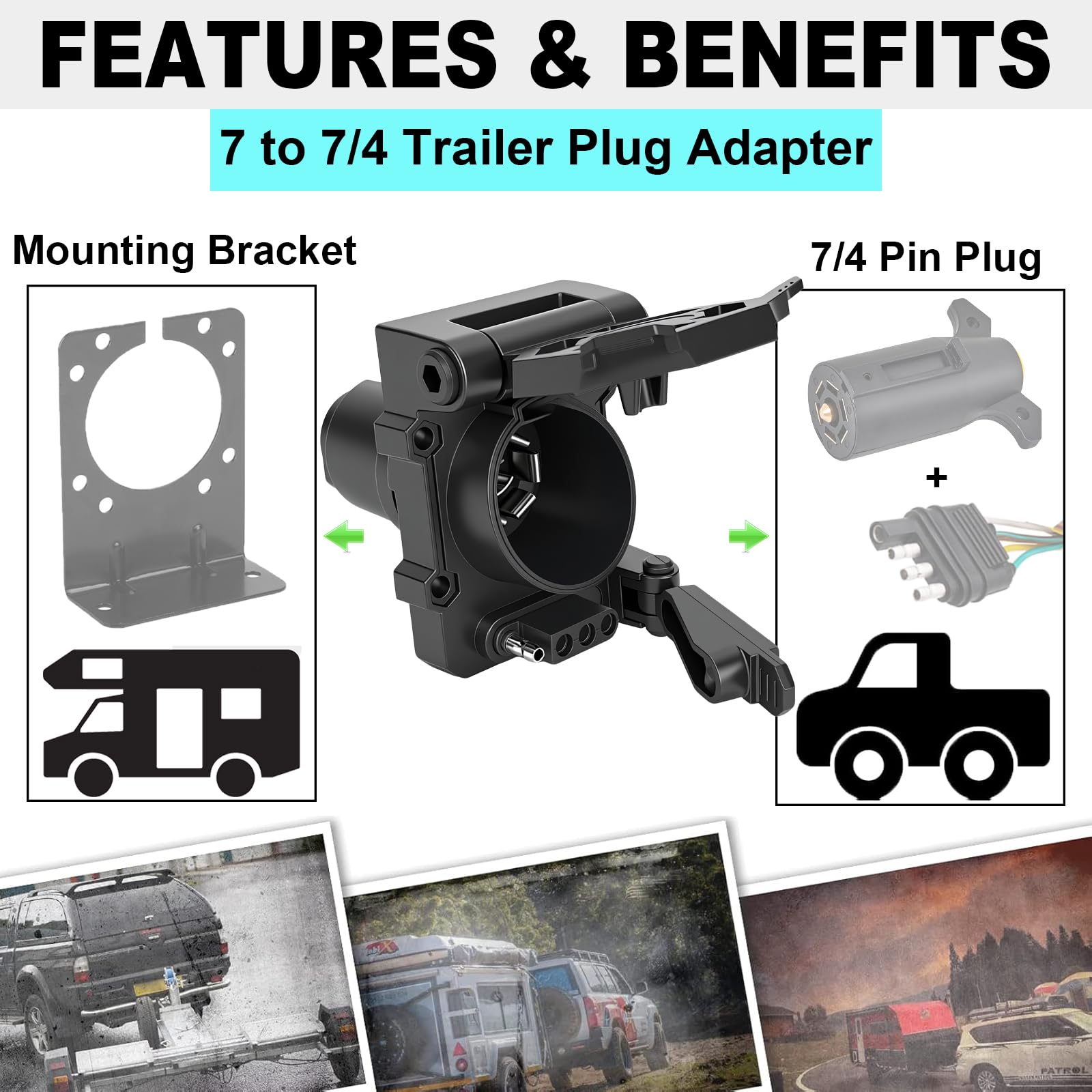 CXTM 5-flat adapter enabling compatibility with a wide range of trailers