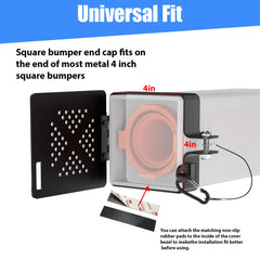 Cyanslen universal-fit end cap on a square bumper demonstrates versatile RV compatibility.