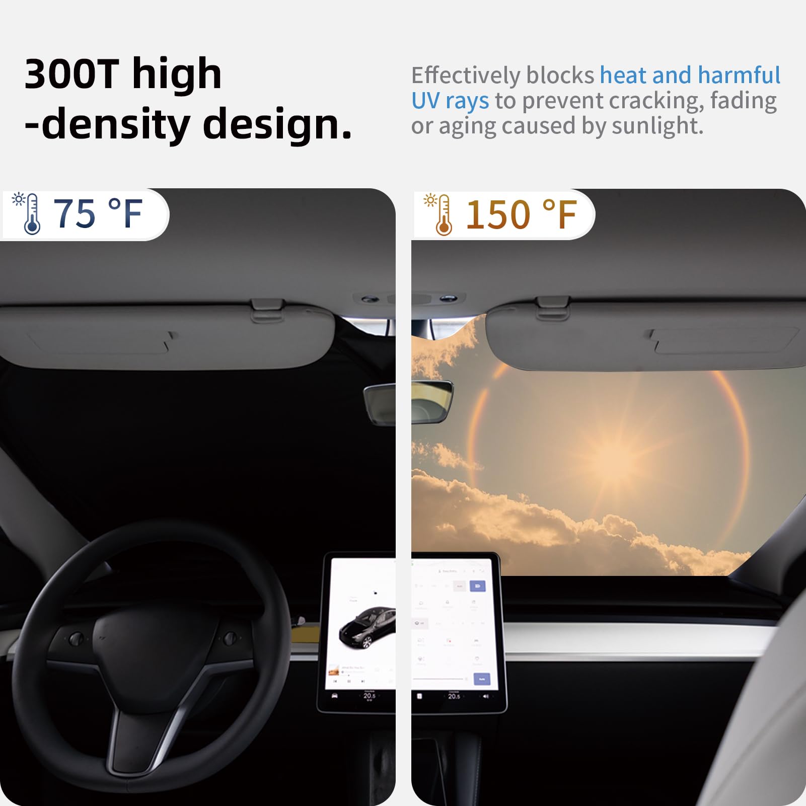 CYBERBEANS Ludicrous Sunshade Velcro strap fixes securely to windshield edge
