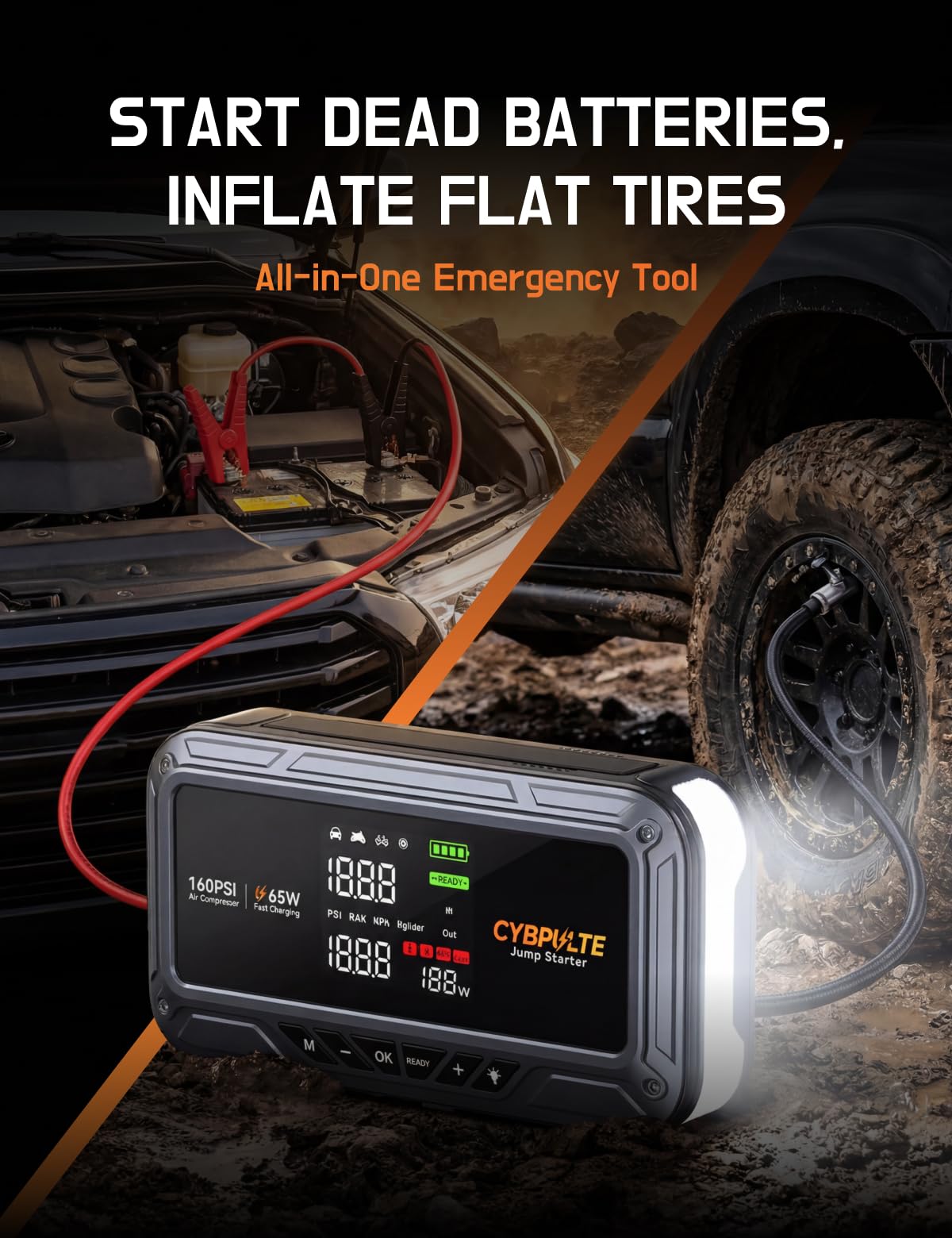 CYBPULTE 160psi tire inflator auto shuts off at the target pressure.