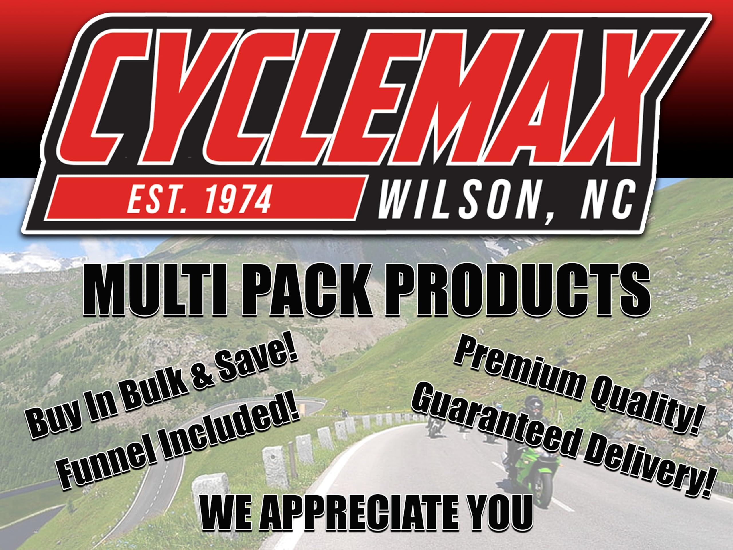CycleMax KPO gear oil three quarts on display for convenient top-ups.