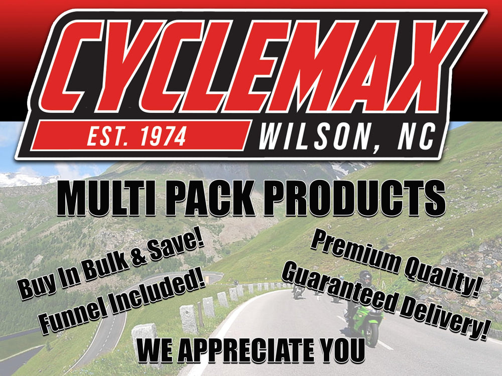 CycleMax KPO gear oil three quarts on display for convenient top-ups.