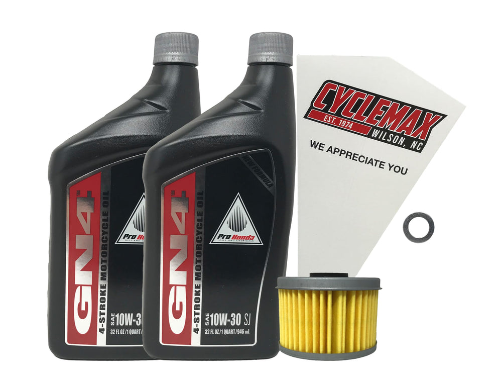 Cyclemax GN4 10W-30 oil quarts for Honda CRF 250FA, ready for maintenance.