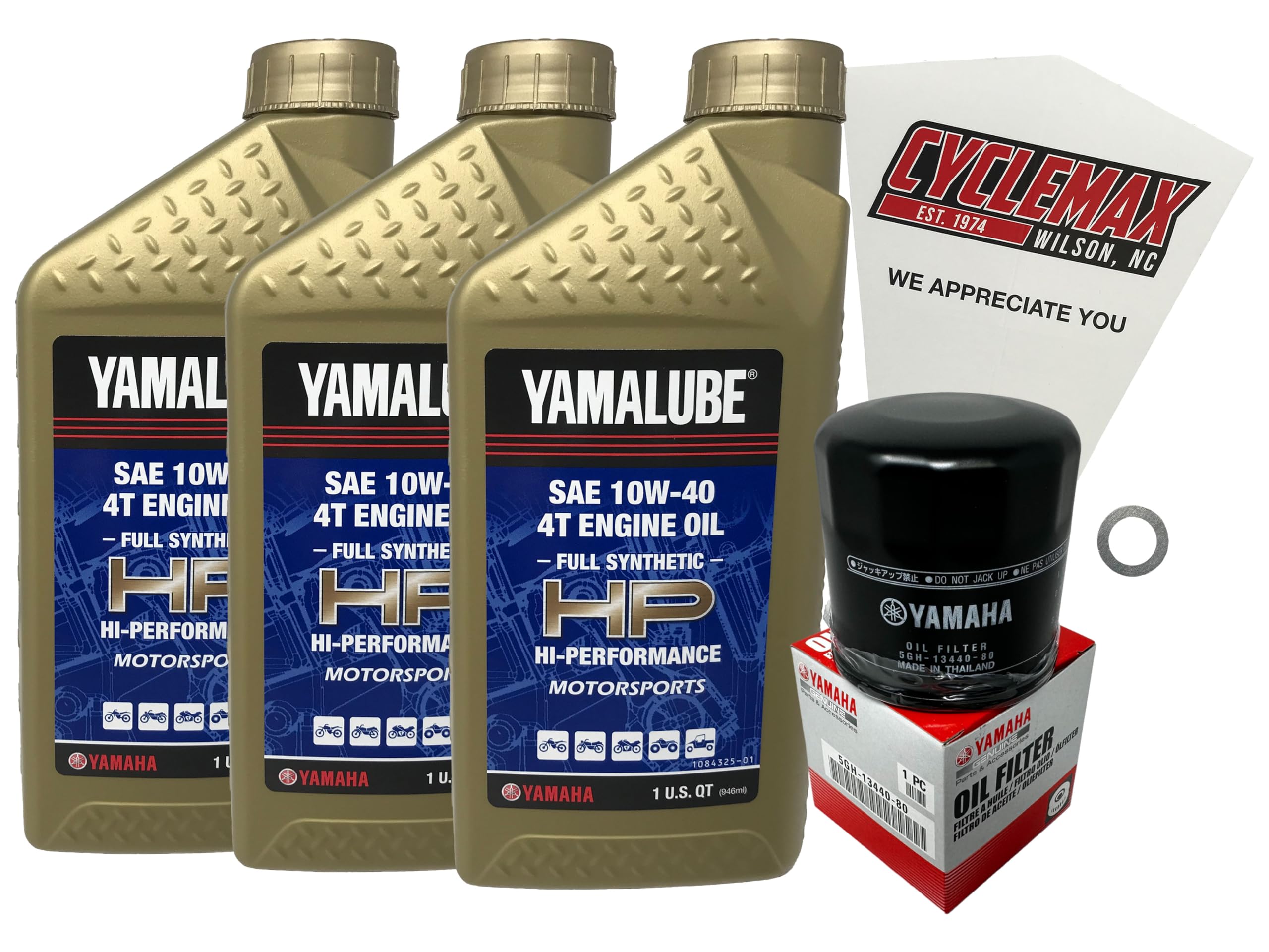 Cyclemax oil change kit contents for Yamaha YZF-R3 ready for quick maintenance.