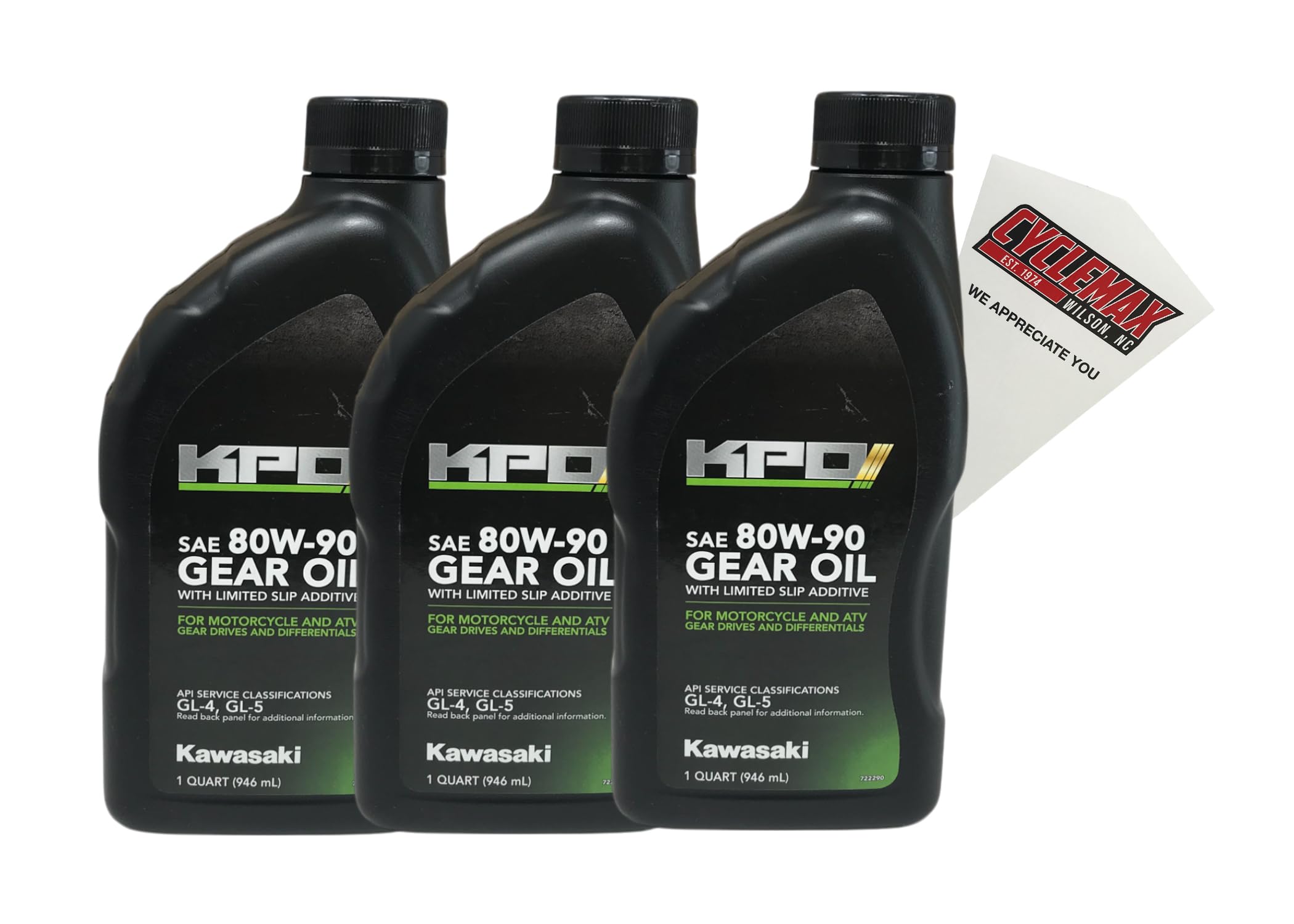 CycleMax three-pack with KPO oil and funnel, front view for easy maintenance.