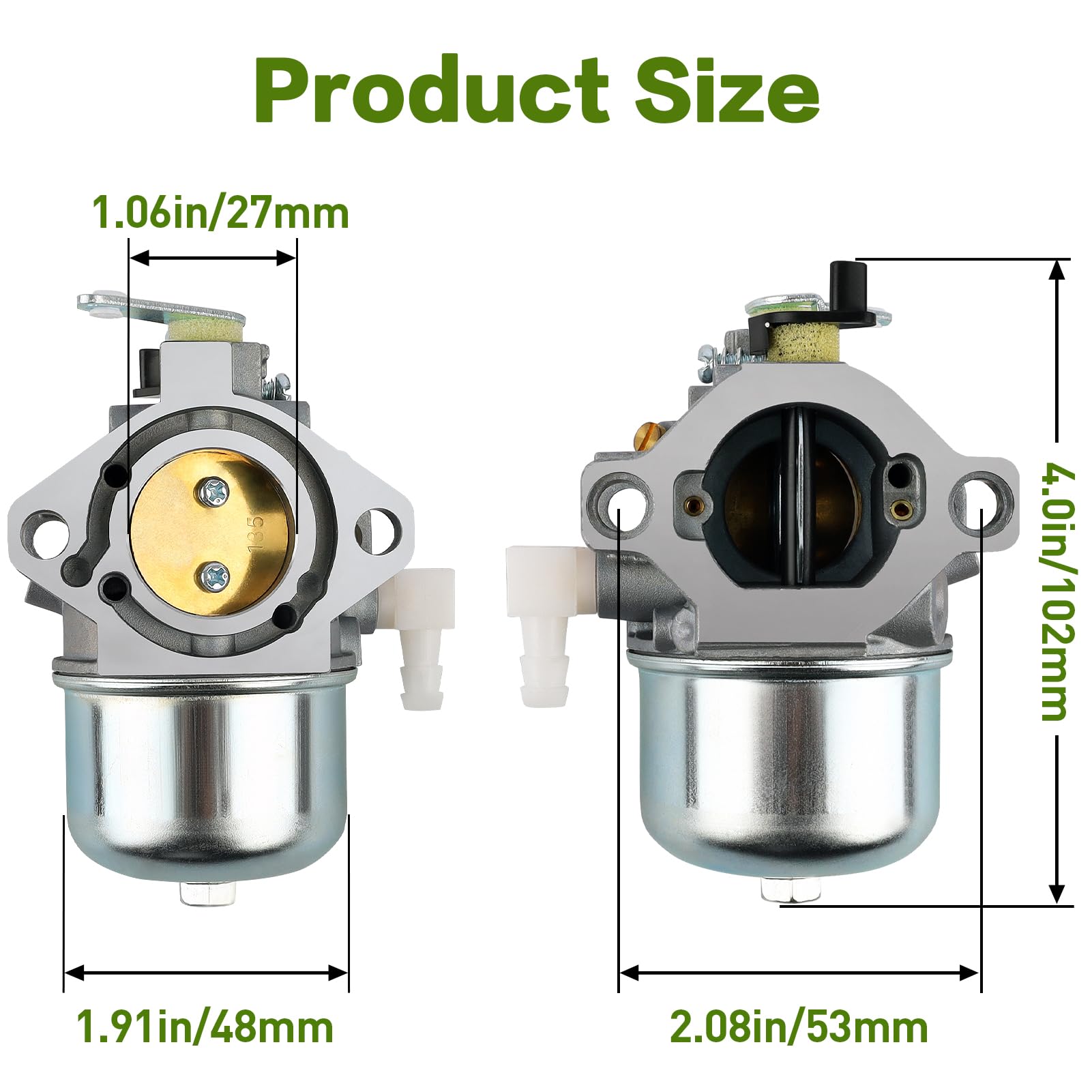 Cyleto carburetor LMT top view shows balanced profile for secure mounting.