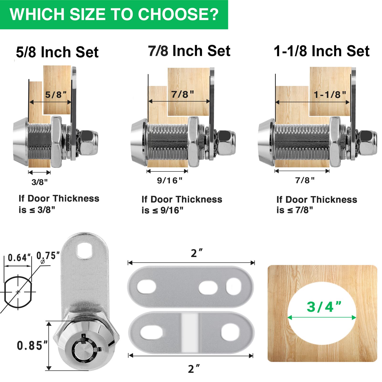 Cylinnda cam locks with keys clearly displayed for keyed-alike use.