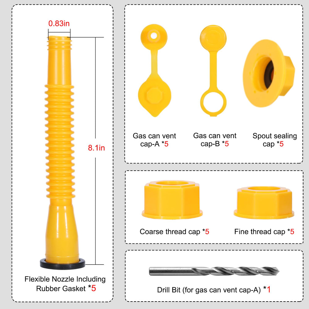 Cyluer vent cap options A and B for different cans and barrels.