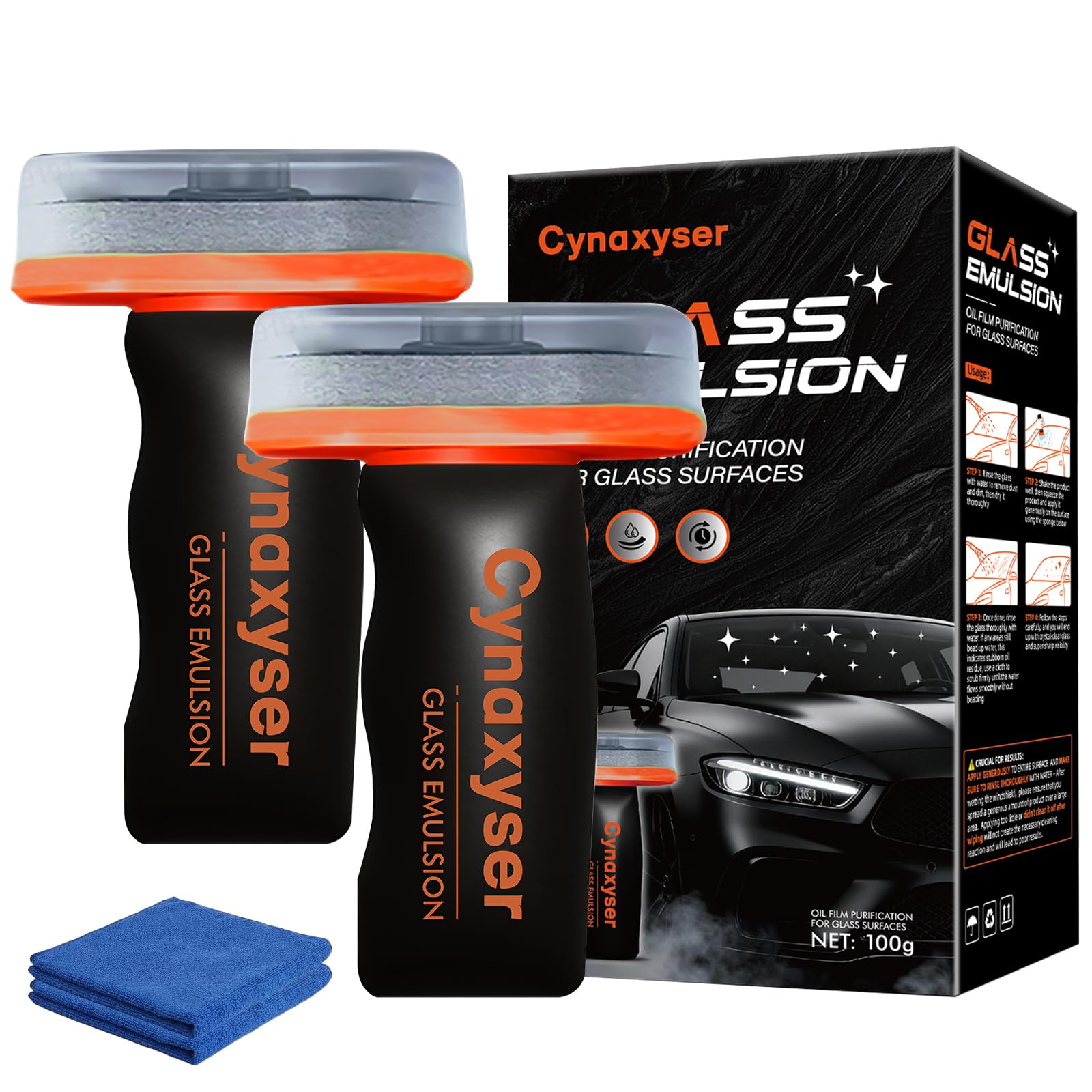 Cynaxyser windshield cleaner with glass emulsion for crystal clear rain visibility