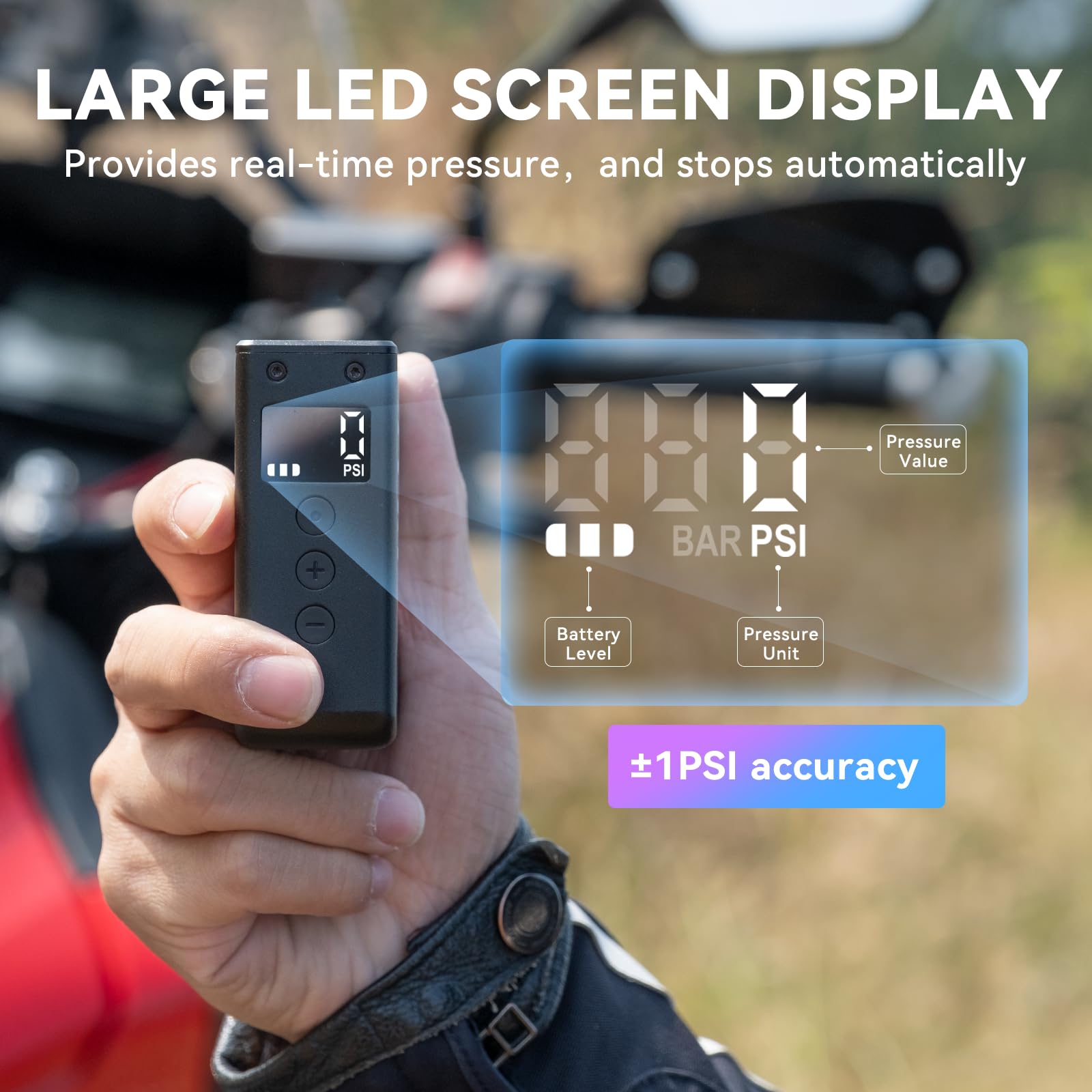 CYCPLUS AS2 Pro Max with gauge display for precise PSI readings.