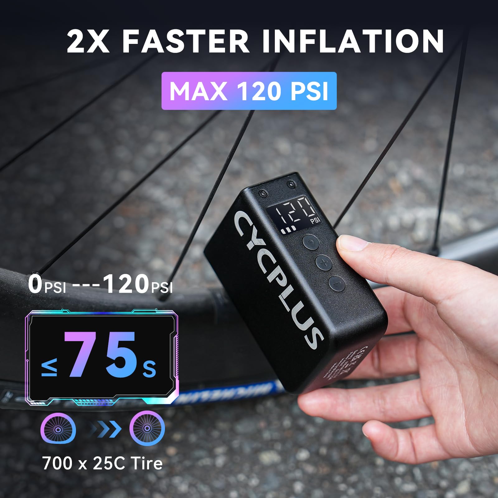 CYCPLUS AS2 Pro Max USB charging enables quick top-ups.